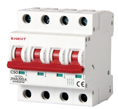 Модульный автоматический выключатель E.Next e.industrial.mcb.100.4.C50 4р 50А C (i0180035)