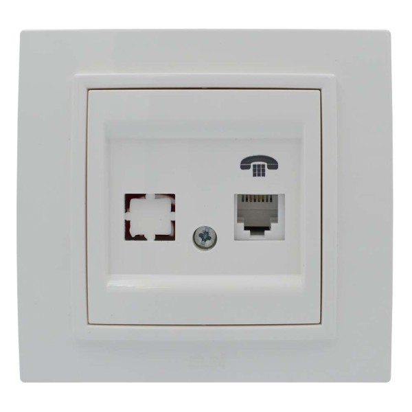 Розетка ELBI ZENA белая телефонная 1-я без рамки ( 609-010200-221 ) - фото №1