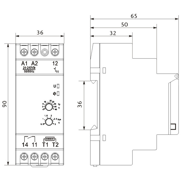 Температурне реле Promfactor FRT11 24-240В AC/DC - фото №1