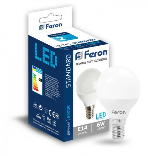 Світлодіодна лампа Feron 5030 LB-745 6Вт 6400К P45 Е14 - фото №1