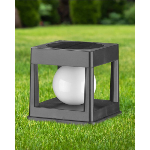 Вуличний світильник на сонячній батареї Goldlux 329486 Cubo LED 4000K IP44 чорний - фото №1