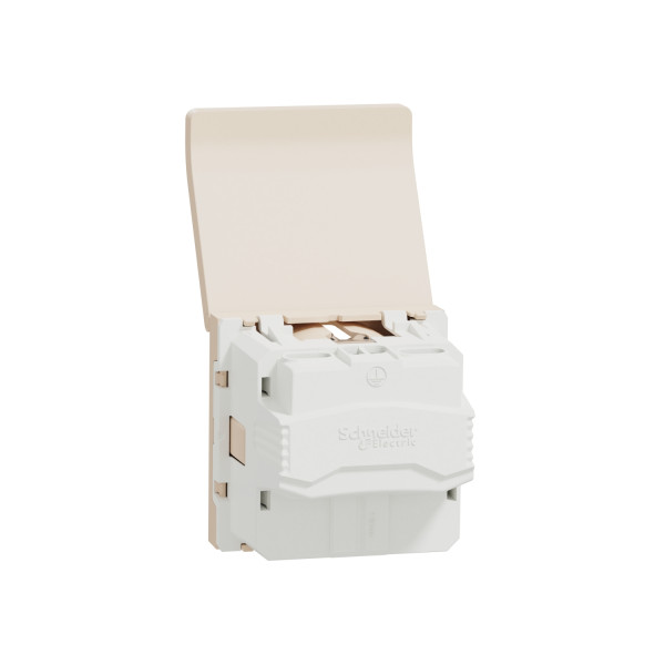 Розетка з заземленням Schneider Electric Unica New NU303744TA зі шторками з кришкою 16А гвинтовий зажим бежева - фото №4