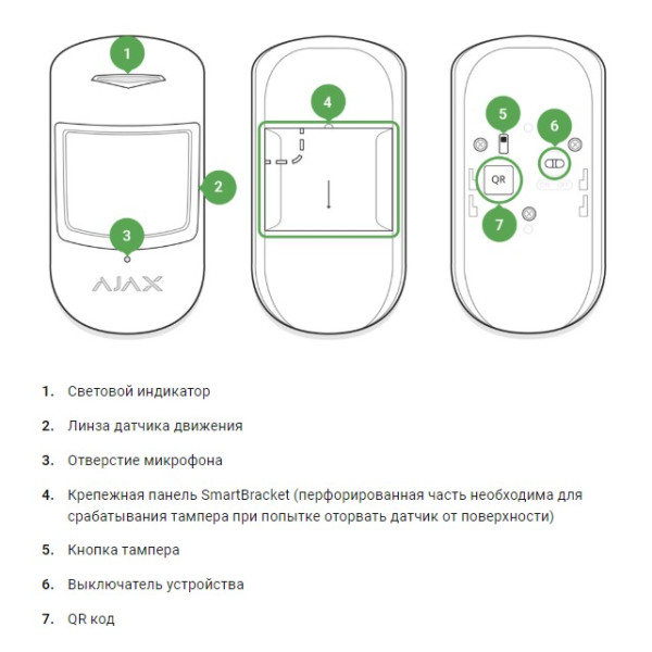 Беспроводной комбинированный датчик движения и разбития Ajax CombiProtect black (7367) - фото №6