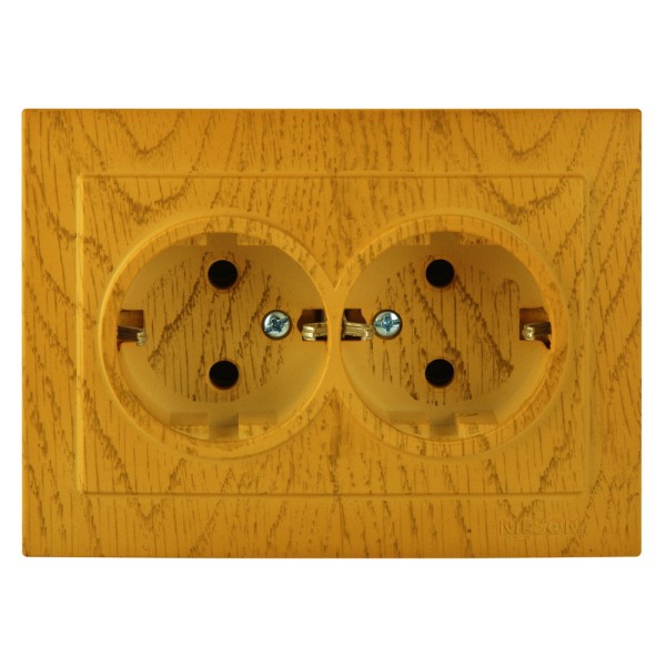 Розетка Nilson Touran дуб 2-на з заземленням ( 24251025 )