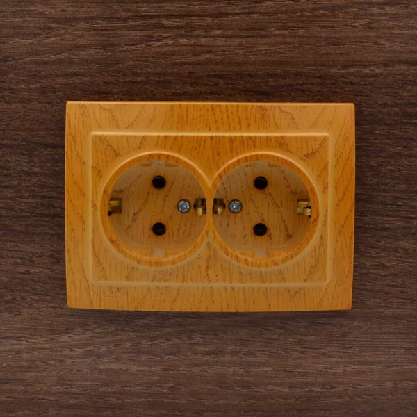 Розетка Nilson Touran дуб 2-на з заземленням ( 24251025 ) - фото №4