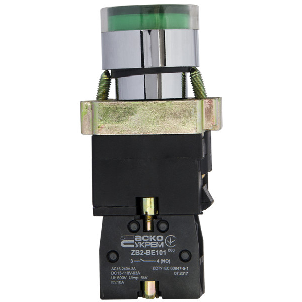 Кнопка Аско-Укрем XB2-BW3371 з підсвічуванням зелена (A0140010021) - фото №3