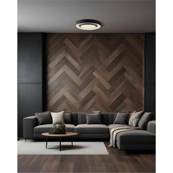 Люстра із пультом світлодіодна, стельовий світильник Goldlux 326690 Zygmunt 40 Led 1x48W 3000K-6000K 5300Lm IP44 Bk - фото №1