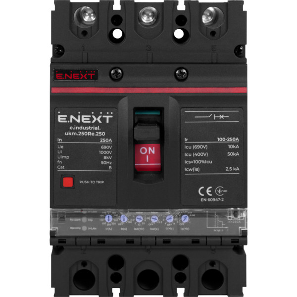 Автоматичний вимикач E.Next e.industrial.ukm.250Re.250 з електронним розчіплювачем 3р 250А (i0770022) - фото №1