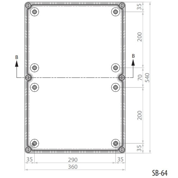 Пластиковая распредкоробка ETI 001102502 SB-64 (540x360x170) IP66 - фото №4