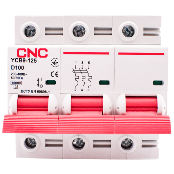 Автоматичний вимикач CNC YCB9-125 3Р 100А 10kA D