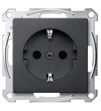 Механізм розетки SCHUKO із заслінками антрацит 16А Merten, MTN2300-0414