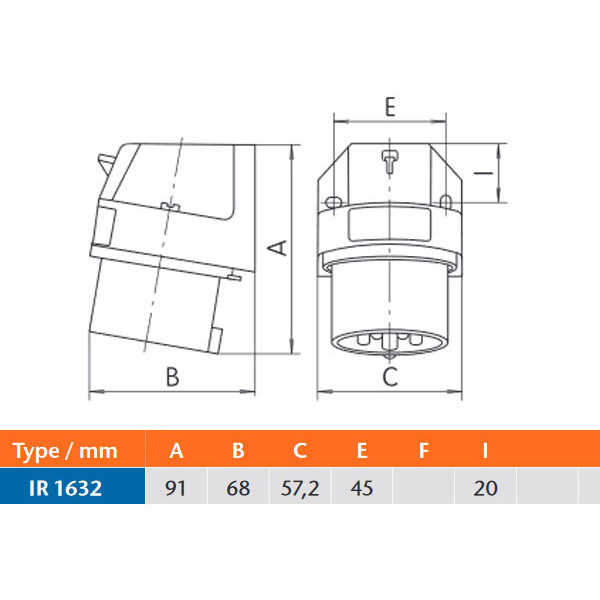 Настенная силовая вилка Sez IR1632 - фото №1