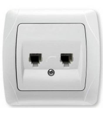 Розетка телефонна подвійна (2хRJ11, Cat3) біла Carmen