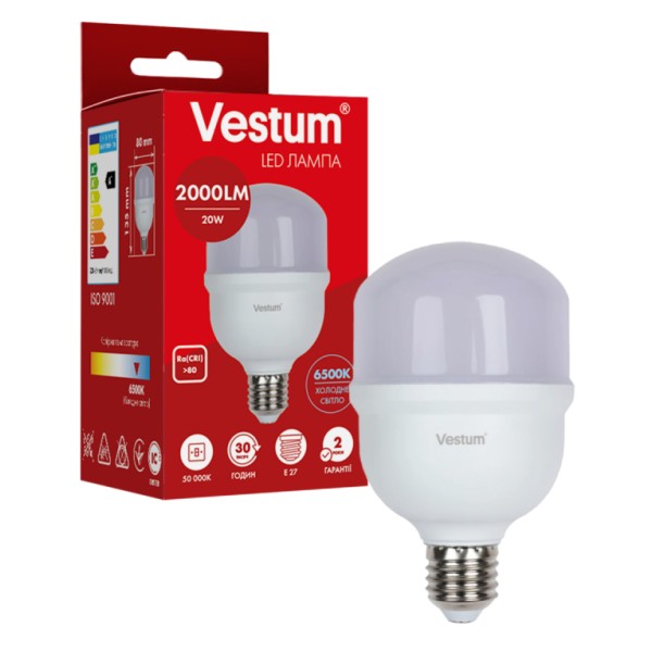 Світлодіодна лампа Vestum 1-VS-1607 20Вт E27 T80 6500K - фото №1
