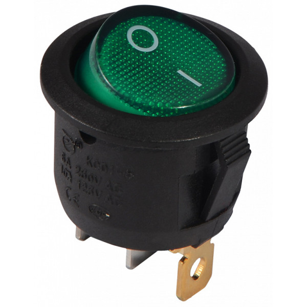 Переключатель Аско-Укрем KCD1-5-101N GR/B (0-I) с подсветкой круглый зеленый (A0140040072)