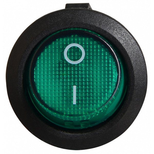 Переключатель Аско-Укрем KCD1-5-101N GR/B (0-I) с подсветкой круглый зеленый (A0140040072) - фото №1