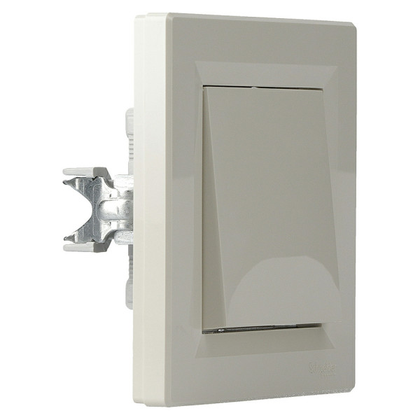 Переключатель 1-клавишный проходной кремовый Asfora, EPH0400123 - фото №1