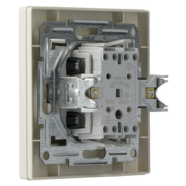 Переключатель 1-клавишный проходной кремовый Asfora, EPH0400123 - фото №3