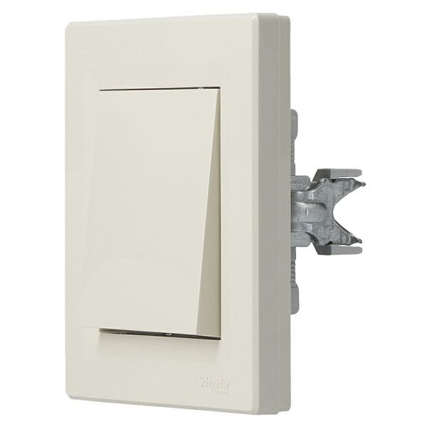 Переключатель 1-клавишный проходной кремовый Asfora, EPH0400123 - фото №4