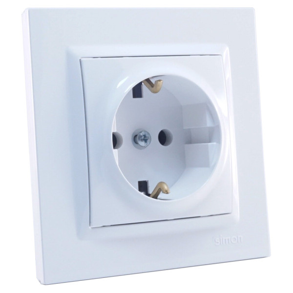 Розетка с заземлением Simon 10 белая - фото №2