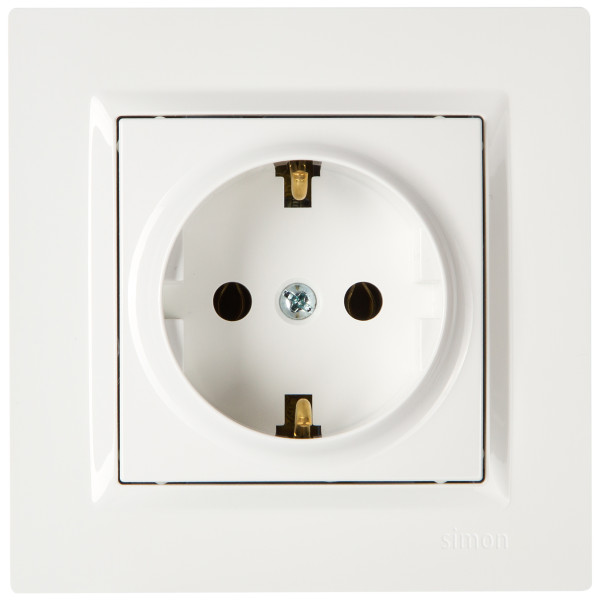 Розетка с заземлением Simon 10 белая - фото №4