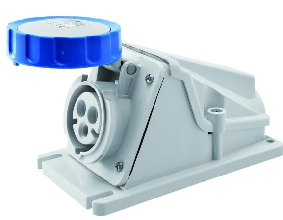 Стационарный разъем 90° GEWISS IP67 2P+E 16A 230В (GW62499)