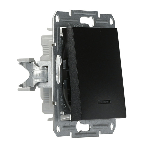 Вимикач із підсвічуванням без рамки антрацит Asfora, EPH1400171 - фото №1