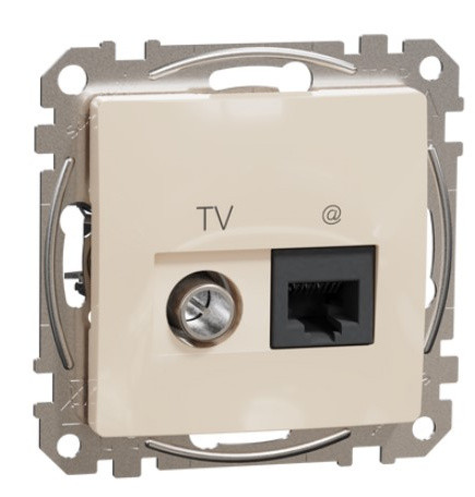 Кінцева TV-розетка Schneider Electric Sedna Design & Elements та RJ45 кат. 6 UTP бежева SDD112469T