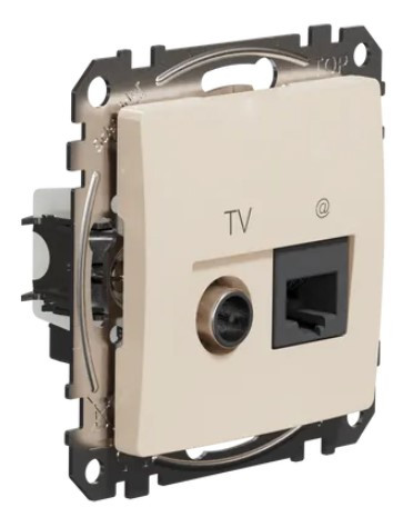 Кінцева TV-розетка Schneider Electric Sedna Design & Elements та RJ45 кат. 6 UTP бежева SDD112469T - фото №1