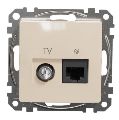 Кінцева TV-розетка Schneider Electric Sedna Design & Elements та RJ45 кат. 6 UTP бежева SDD112469T - фото №4