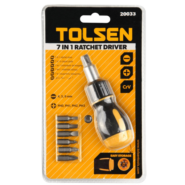 Короткий держатель бит с храповым механизмом Tolsen (20033) (7шт) - фото №2