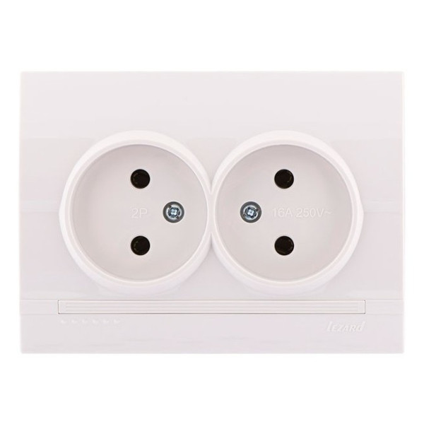 Розетка двойная, белая, Deriy, Lezard