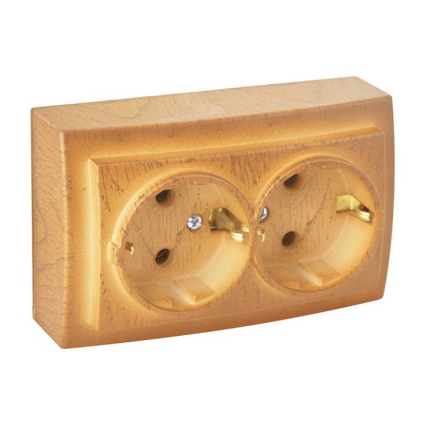 Розетка Nilson Themis дуб 2-на з заземленням ( 26251025 )