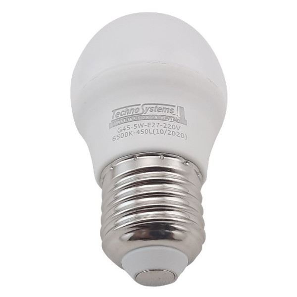 Светодиодная лампа TNSy LED Bulb-G45-5W-E27-220V-6500K-530L GOLDEN (TNSy5000245) - фото №2