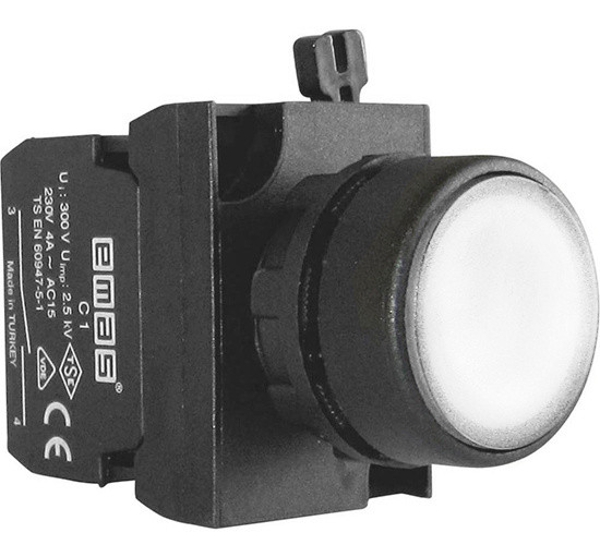 Натискна кнопка EMAS CP100DB (1НО) біла
