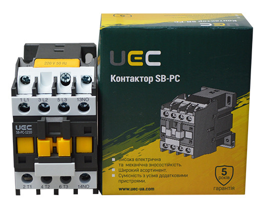 Контактор UEC SB-РC-012 12А 220В/АС3 1NO (PC1-SB-012-220-10) - фото №1