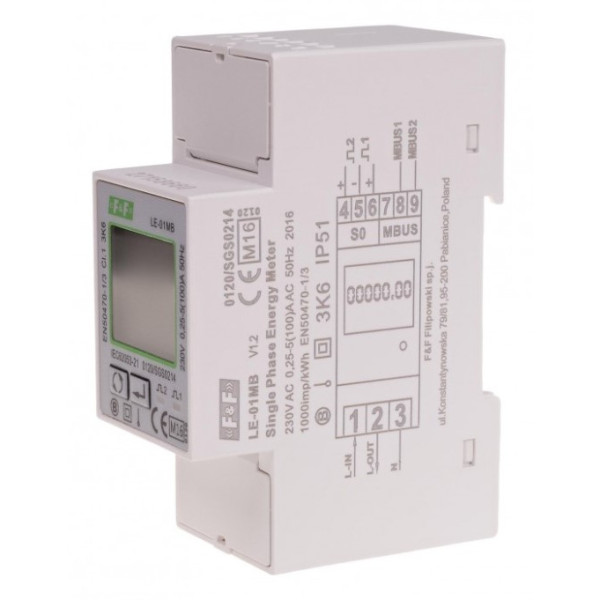 Лічильник енергоспоживання F&F LE-01 230В 100А - фото №2