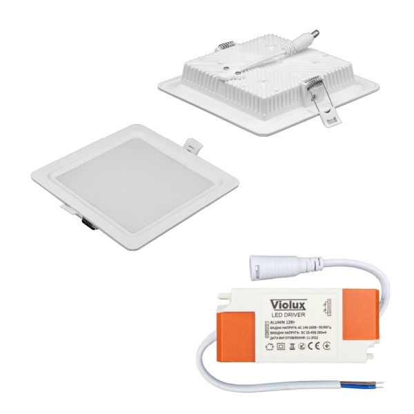 Світильник LED даунлайт Violux ALUMIN 12W 4200K квадрат IP20 ( 121270 ) - фото №8