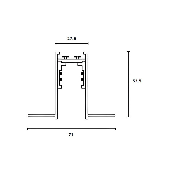 Магнітний шинопровід врізний Alumled ALMG-TRV 2M BK - фото №1