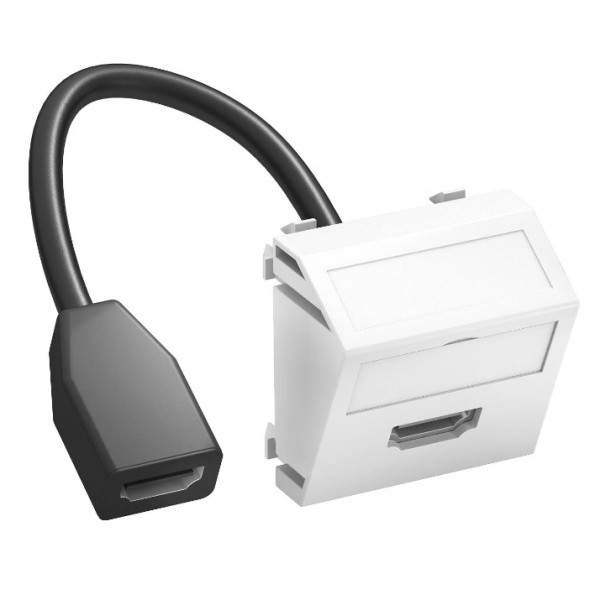 Кутова HDMI розетка OBO Bettermann 45 з кабелем підключення біла (6104838)