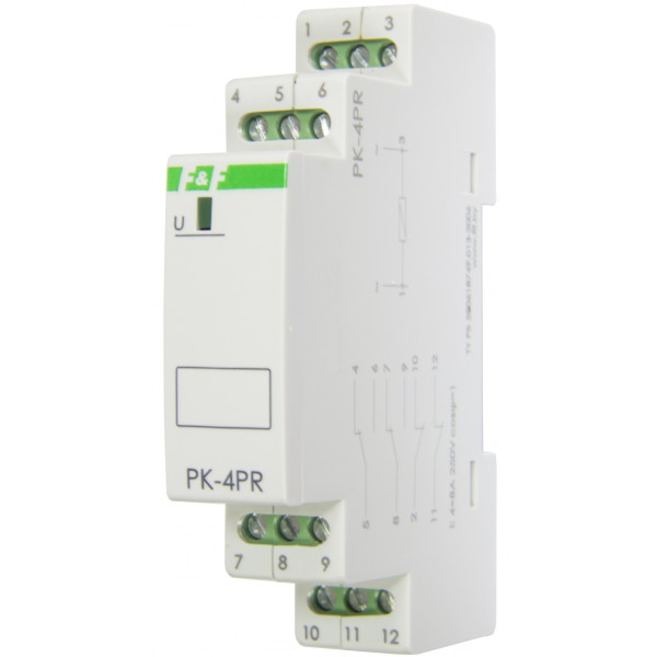 Проміжне реле F&F PK-4PR-12V 12В 2х8 А