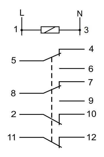 Проміжне реле F&F PK-4PR-12V 12В 2х8 А - фото №5