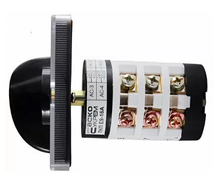 Пакетный переключатель Аско-Укрем ПКП Е9 3.833 A0110010007 (1-0-2 3 полюса) - фото №1