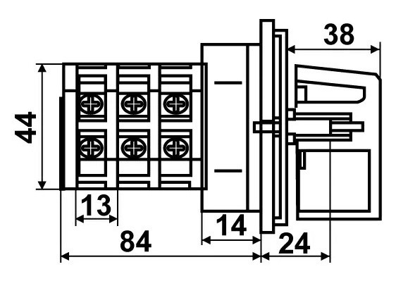 Пакетный переключатель Аско-Укрем ПКП Е9 3.833 A0110010007 (1-0-2 3 полюса) - фото №3