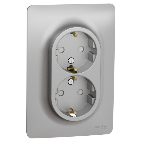 Двойная розетка Schneider Electric NU206730 (винтовой зажим) (алюминий)