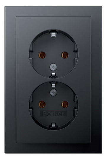 Двойная розетка Berker Q.3 47746096 с заземлением (антрацит)