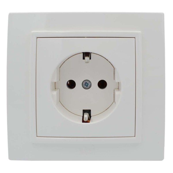 Розетка ZENA ELBI біла 1-на з заземленням без рамки ( 609-010200-217 ) - фото №1