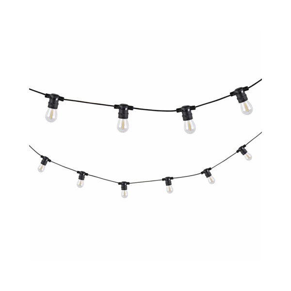 Гирлянда Goldlux 310323 Party F2 E27 10x6W 2200K 80Lm IP44 черная с лампочками накаливания