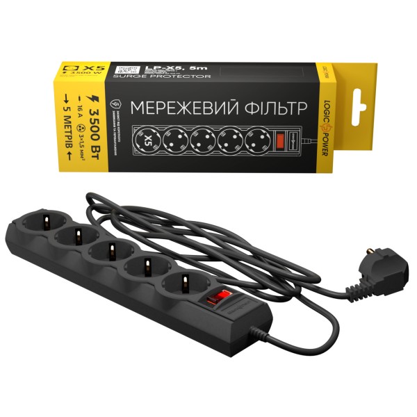Фільтр мережі LogicPower LP9585 LP-X5 5м Black - фото №4