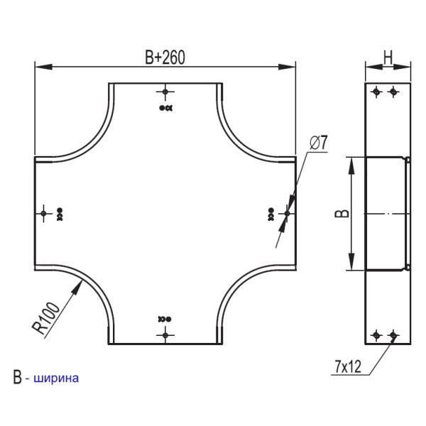 Крестообразный ответвитель DKC DPX 200х50 - фото №1